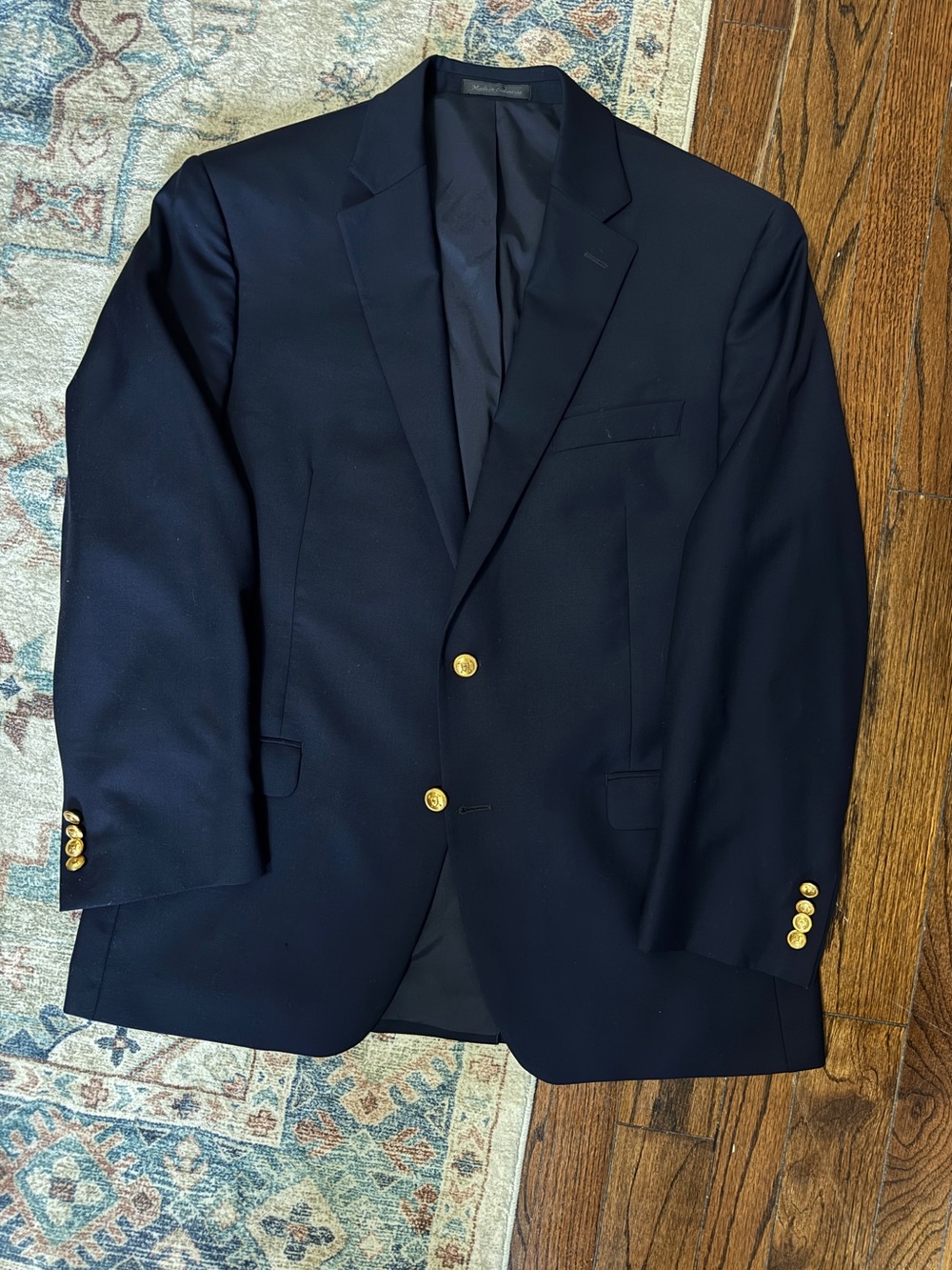 Lauren Ralph Lauren Navy Wool Blazer Gold Buttons Non-Shatnez 42R